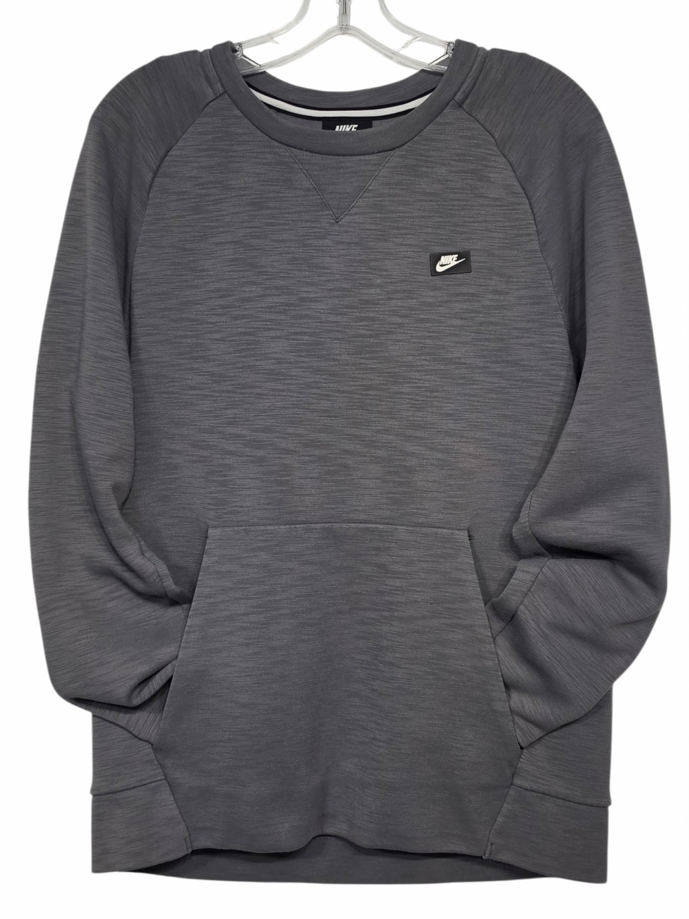 Nike Gray Crewneck Sweatshirt Men's Small Kangaroo Pocket Raglan Pullover